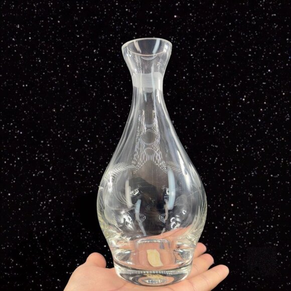 Clear Crystal Decanter Etched With Snail Swirl Stopper Hand Made In Portugal VTG - Picture 15 of 16